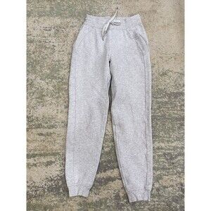 Lululemon Scuba Jogger Pants Sz 2 Light Gray High Rise Fleece Athletic Comfy